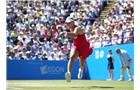 EASTBOURNE, ENGLAND - JUNE 21:  Angelique Kerber of Germany returns against Madison Keys of USA during their Women's Finals match on day eight of the Aegon International at Devonshire Park on June 21, 2014 in Eastbourne, England. (Photo by Jan Kruger/Getty Images)